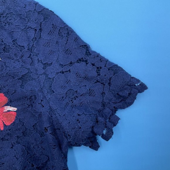 Whistles Women’s Floral Lace Navy Blue Lined Dress Short Sleeve - UK 8 / EU 36 - Picture 5 of 10